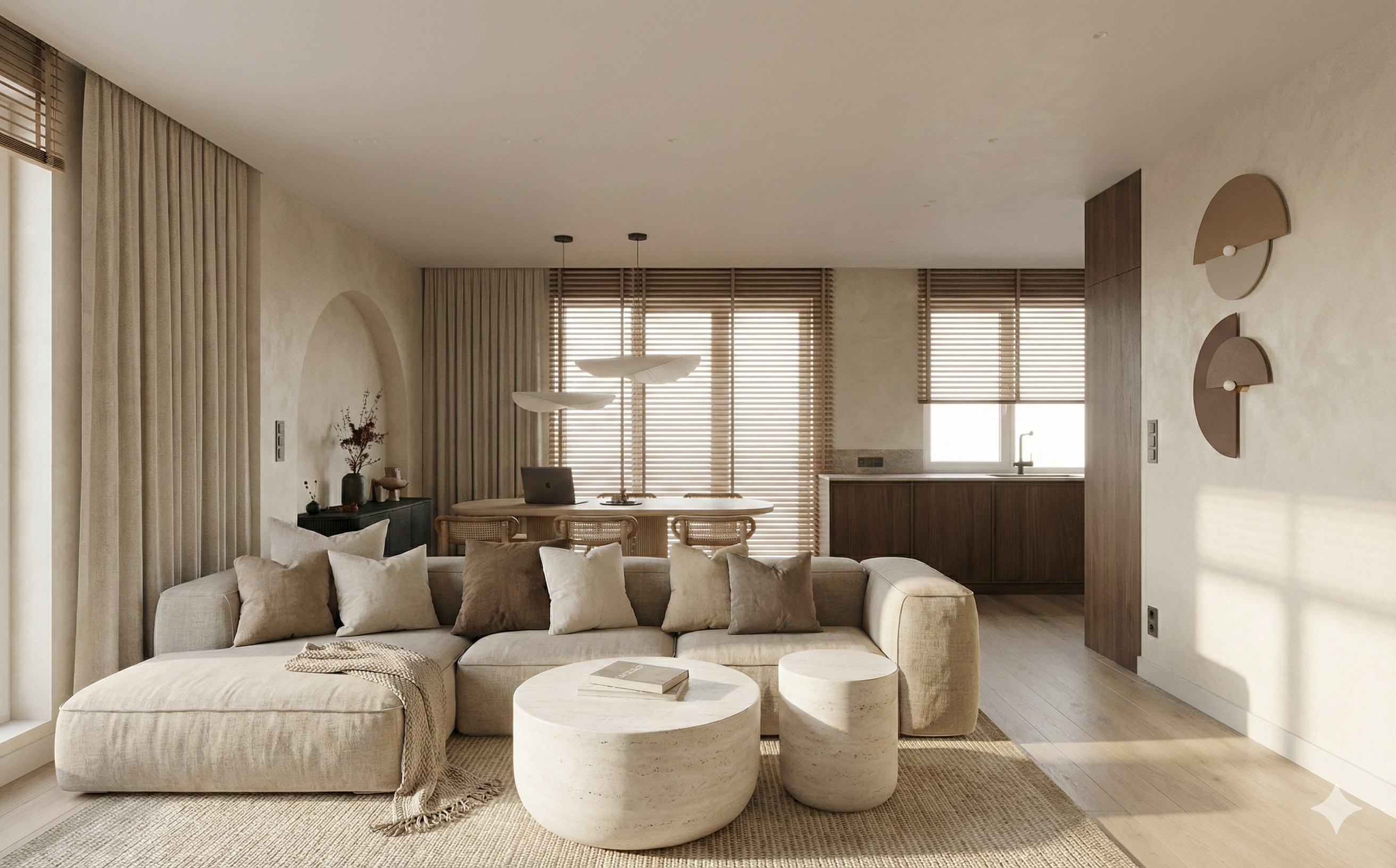 Salon z kuchnią: Naturalna Harmonia